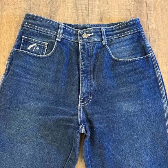 Vintage 80's Jordache Jeans Unisex Dark Blue Slim Straight Leg - Picture 3 of 11